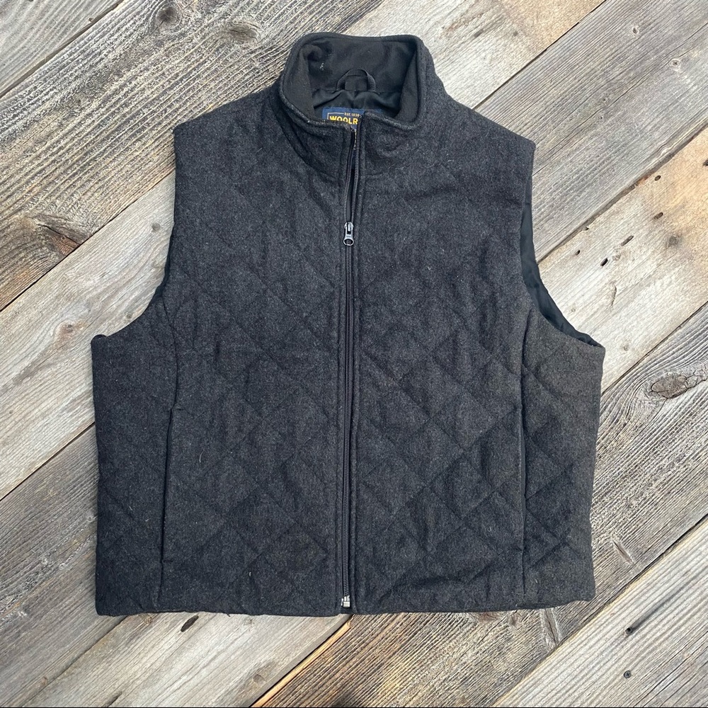Woolrich Charcoal Gray Quilted Wool Vest